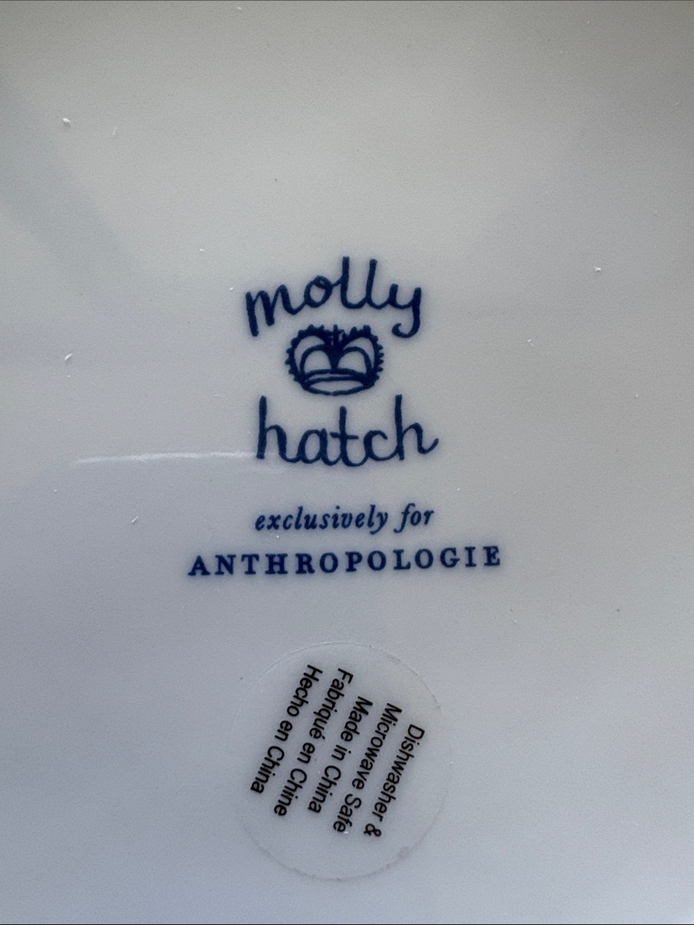 Anthropologie Cat Mom Ceramic 8.25 inch Dessert Plate - Blue and White - Picture 3 of 5